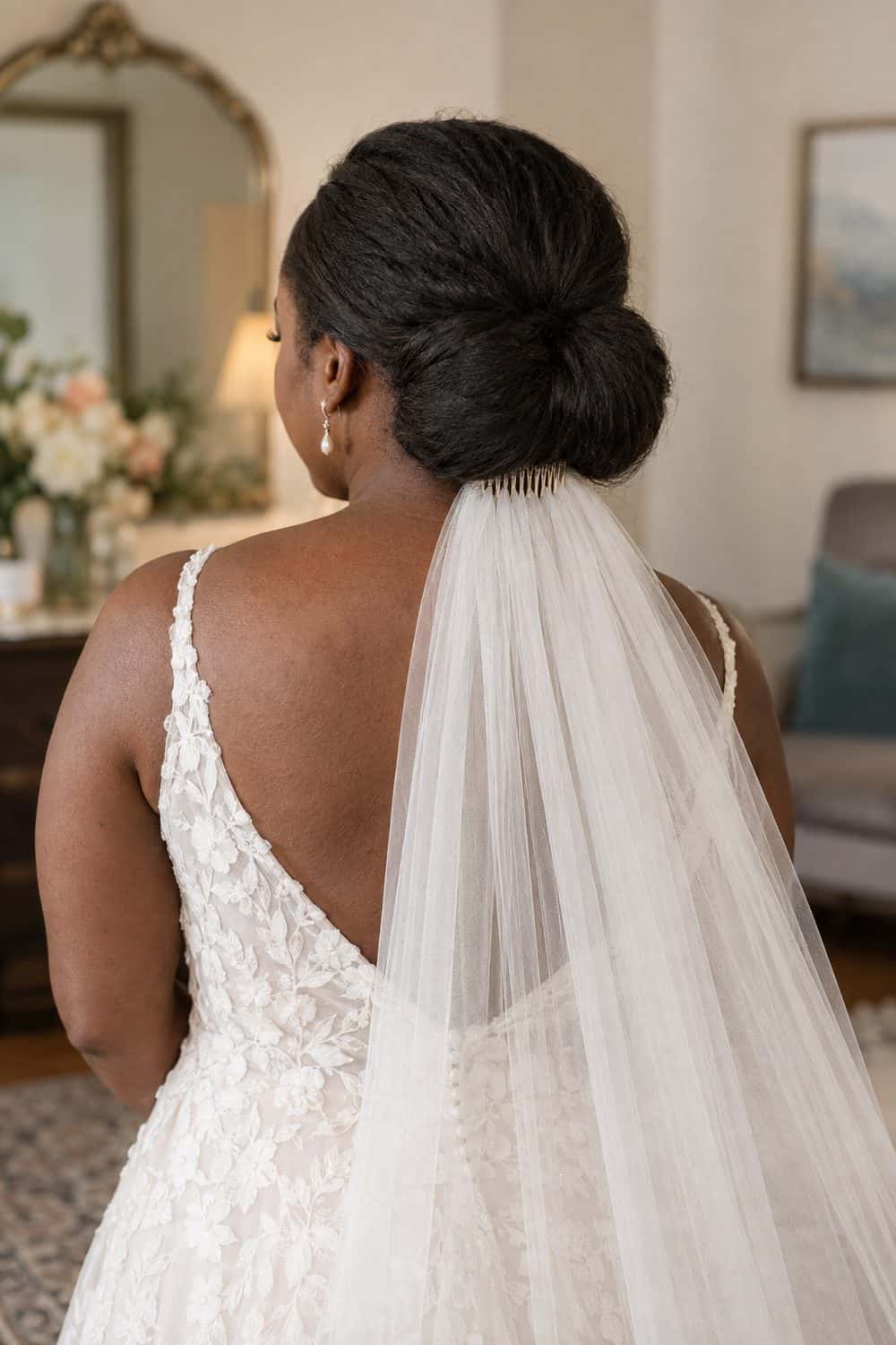 Figure-Eight Bun with Veil Underneath wedding inspiration