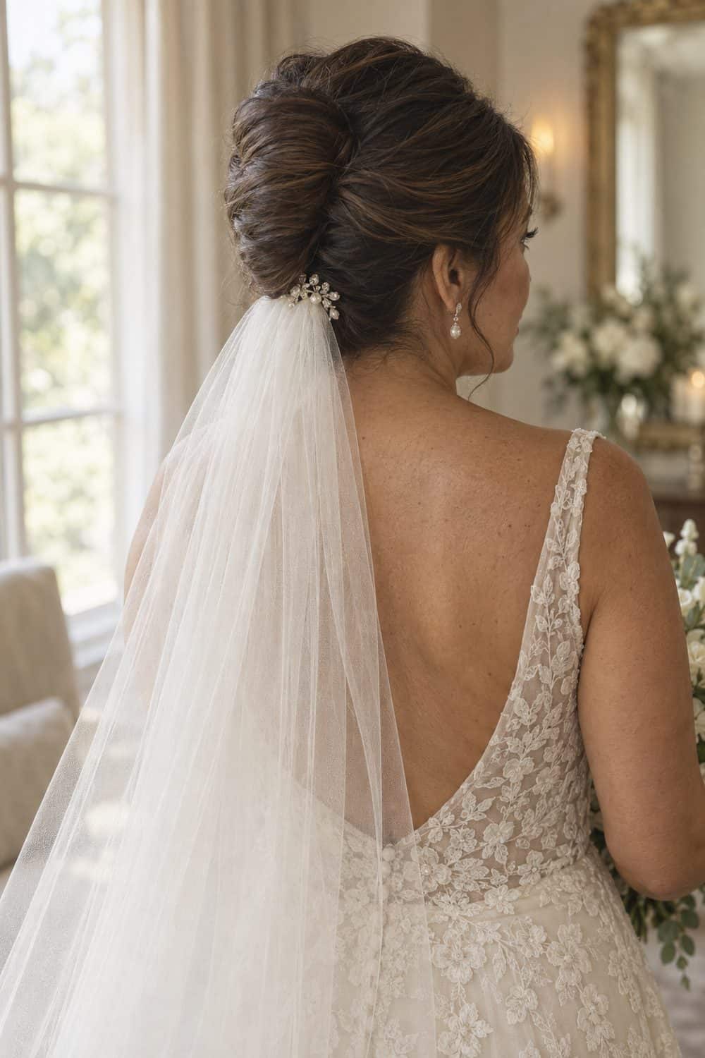 French Twist with Veil Below wedding inspiration