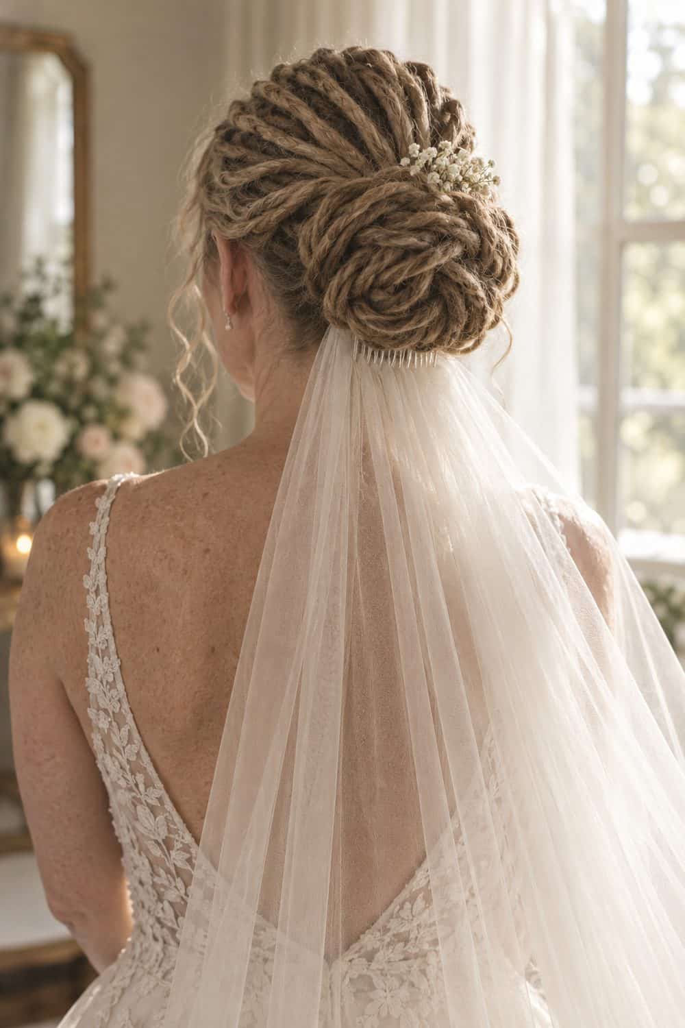Loc Bun with Veil Underneath wedding inspiration