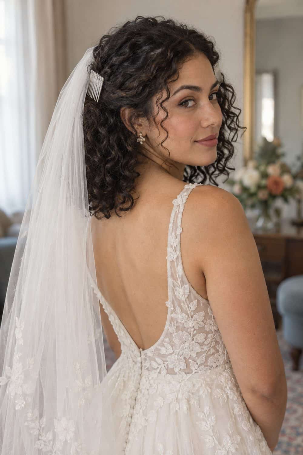 Loose Coils with a Halo Veil wedding inspiration