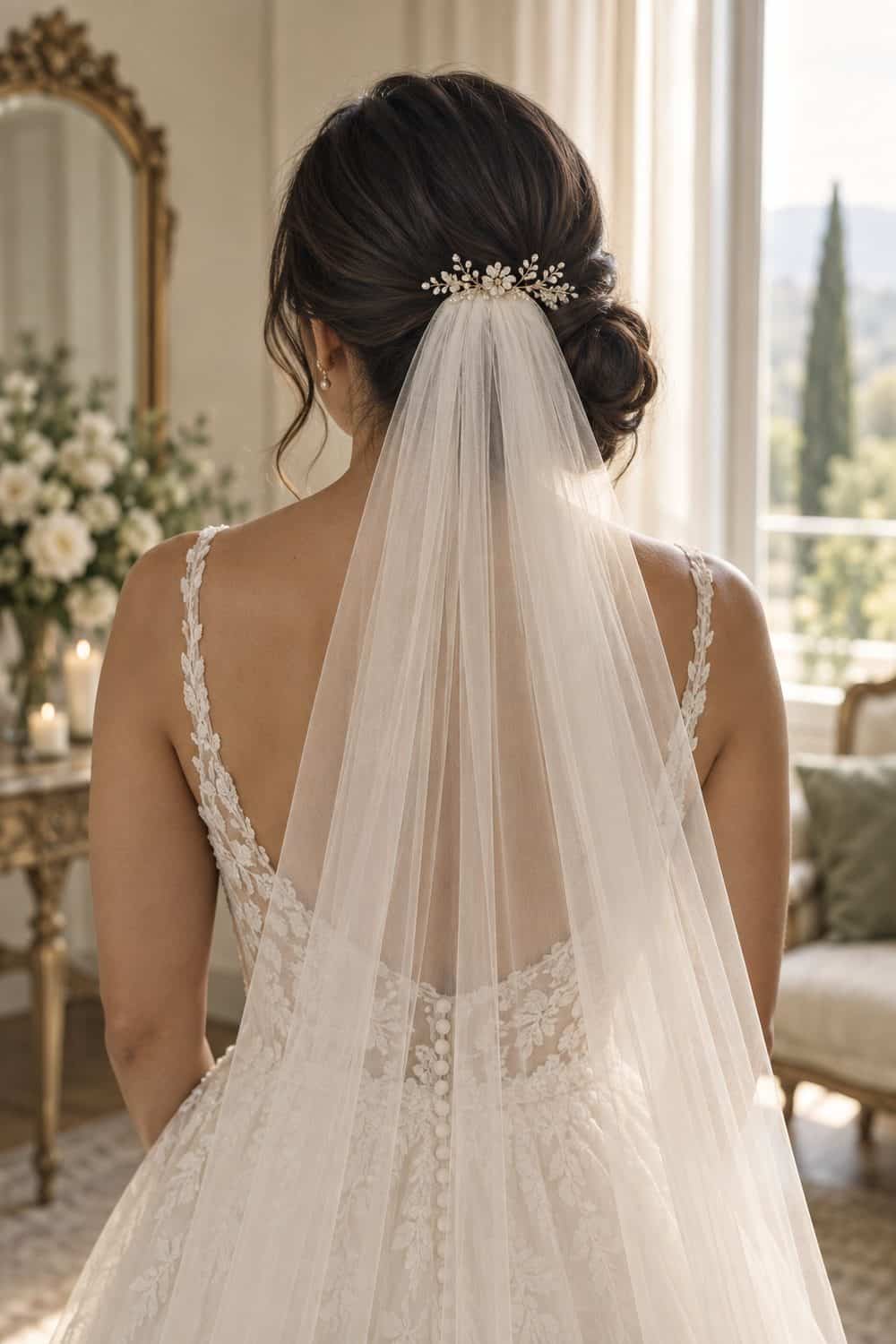 Side Chignon with Veil Centered wedding inspiration