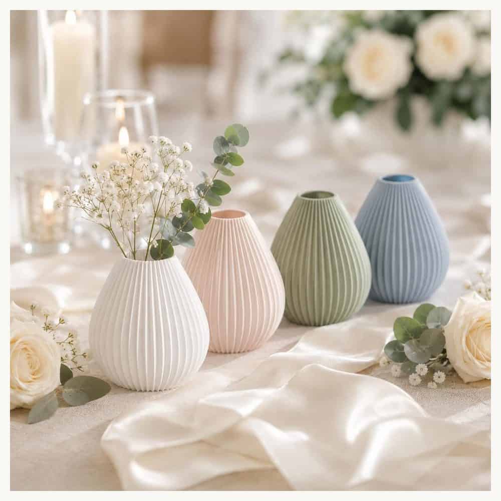 Minimalist Ribbed Bud Vase Set