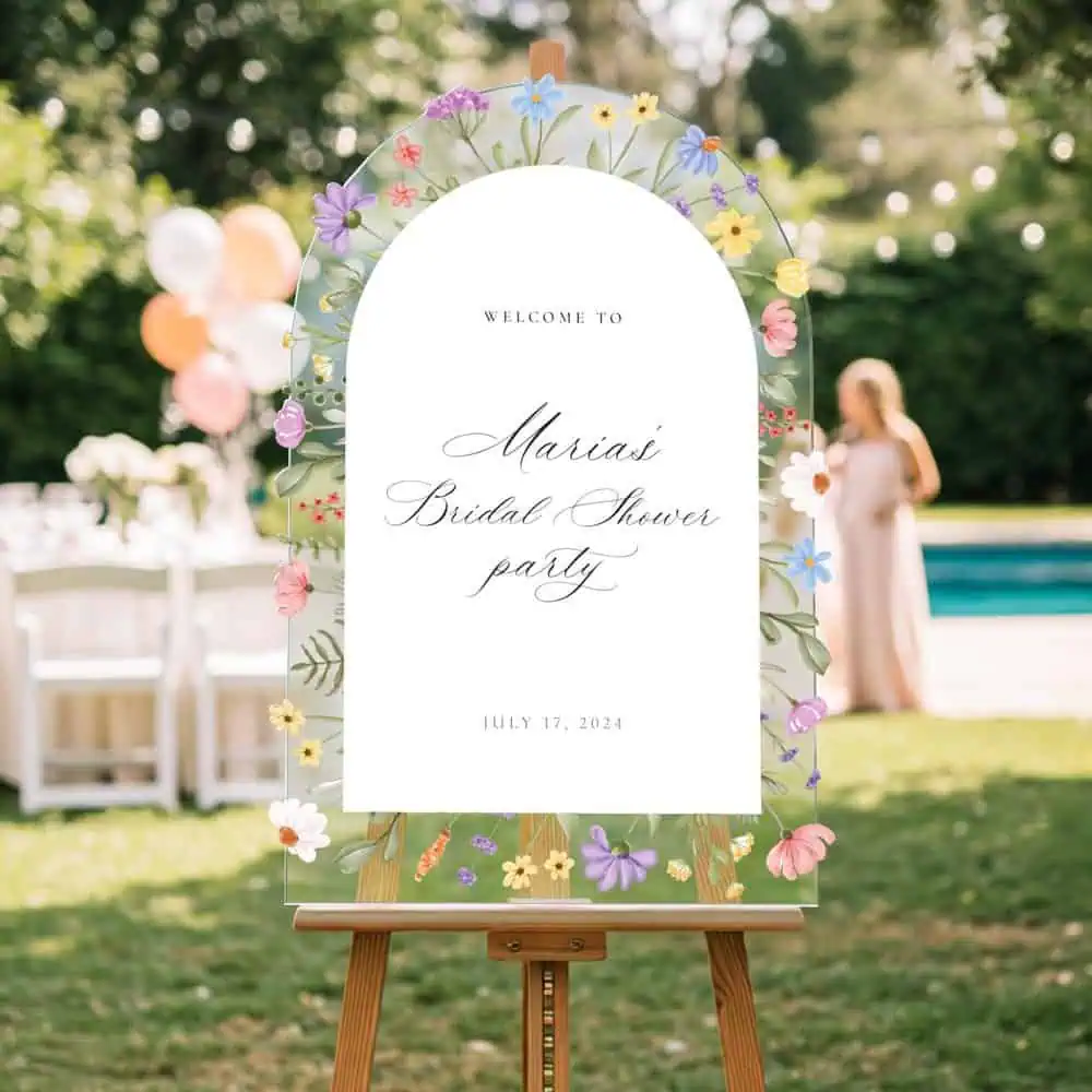 Wildflower Acrylic Bridal Shower Sign