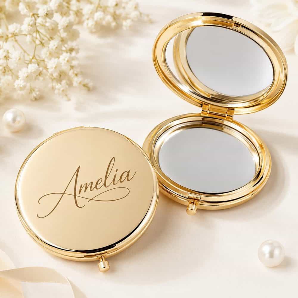 Personalized Gold Compact Mirror