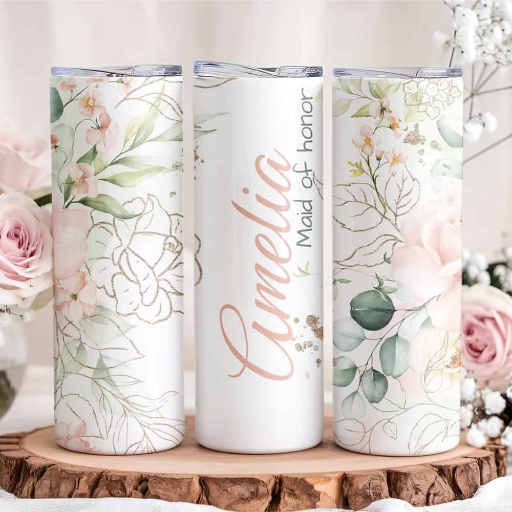 Personalized Skinny Tumbler with Straw
