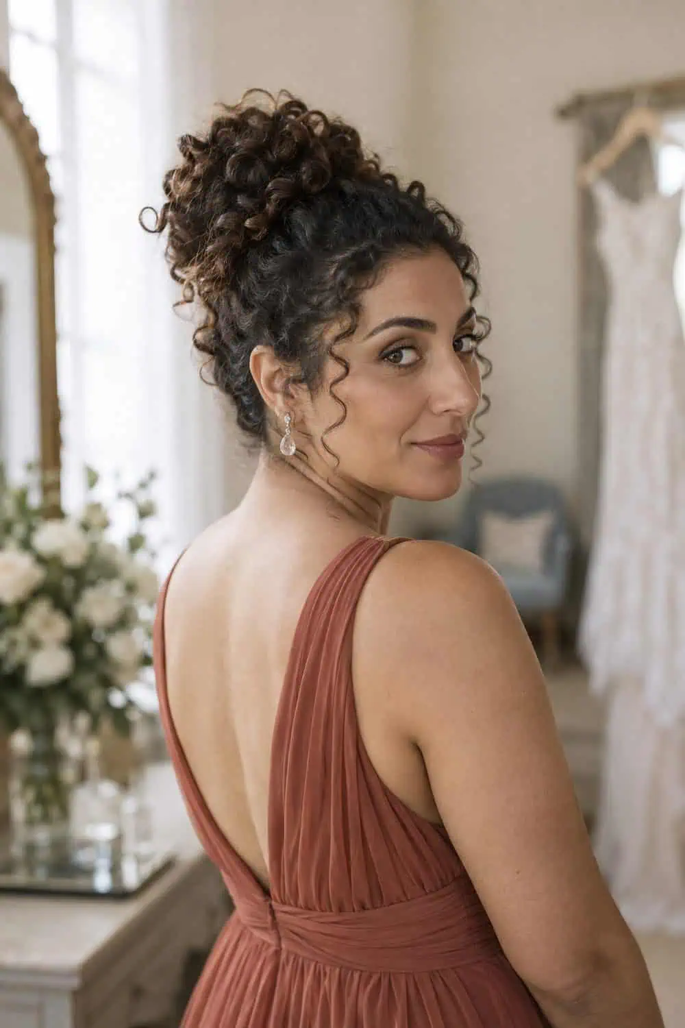 Curly Top Bun wedding inspiration