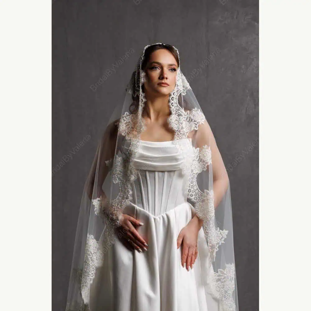 Beaded Spanish-Lace Mantilla Cathedral Veil