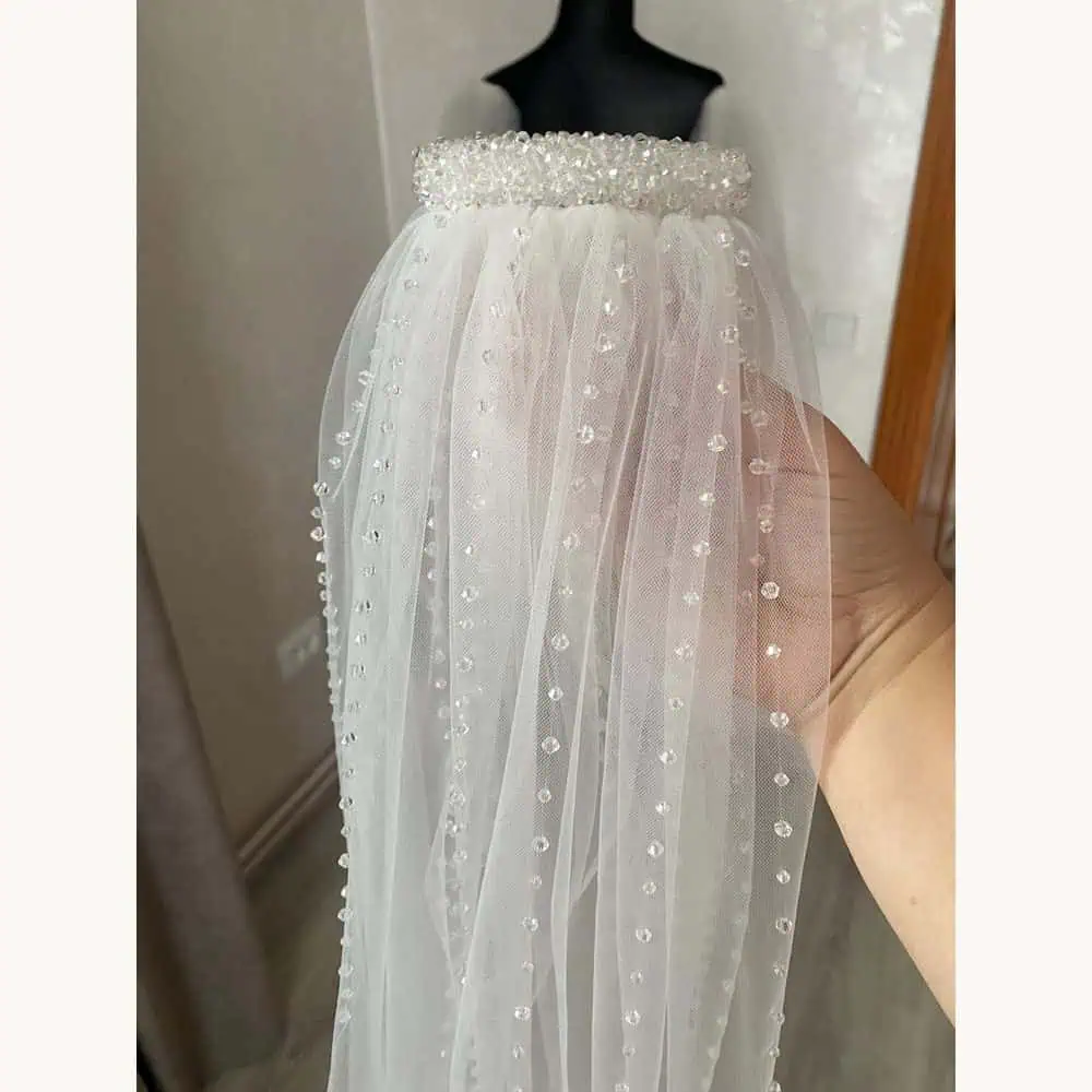 Crystal-Detail Cathedral Veil with Embroidered Comb