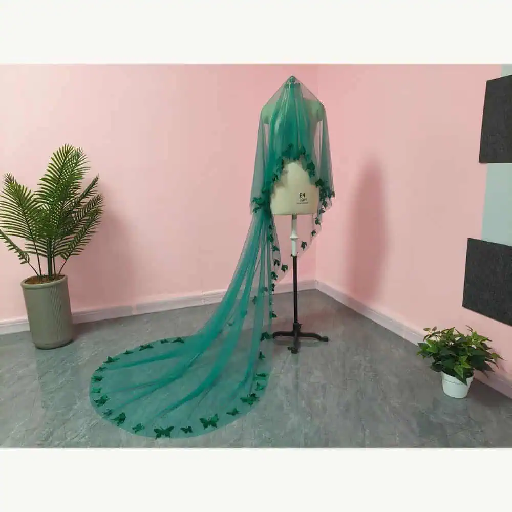 Green Butterfly Mantilla Cathedral Veil