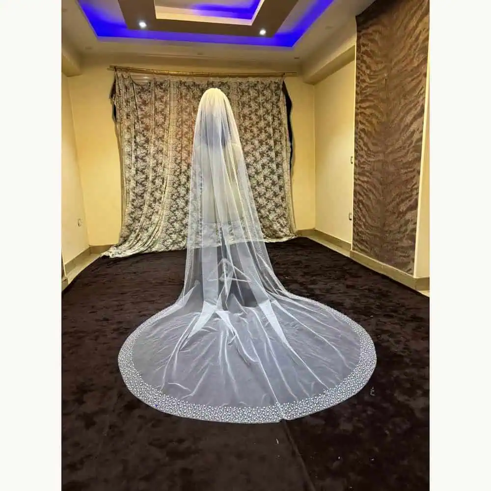 Pearl and Rhinestone Edge Cathedral Veil