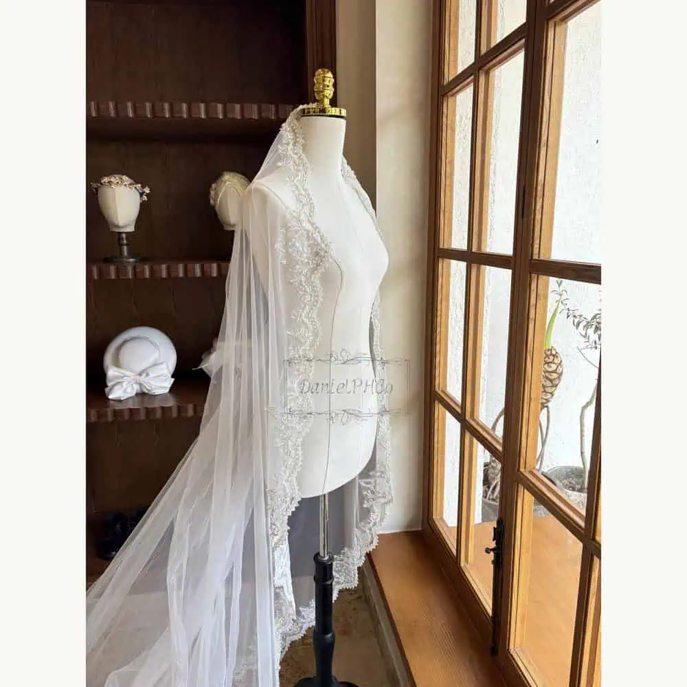Sequined-Lace Cathedral Drop Veil