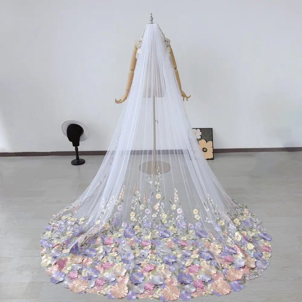Sunflower 3D Floral Cathedral Veil