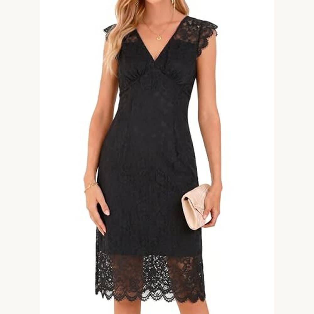 Black Sleeveless Lace Midi