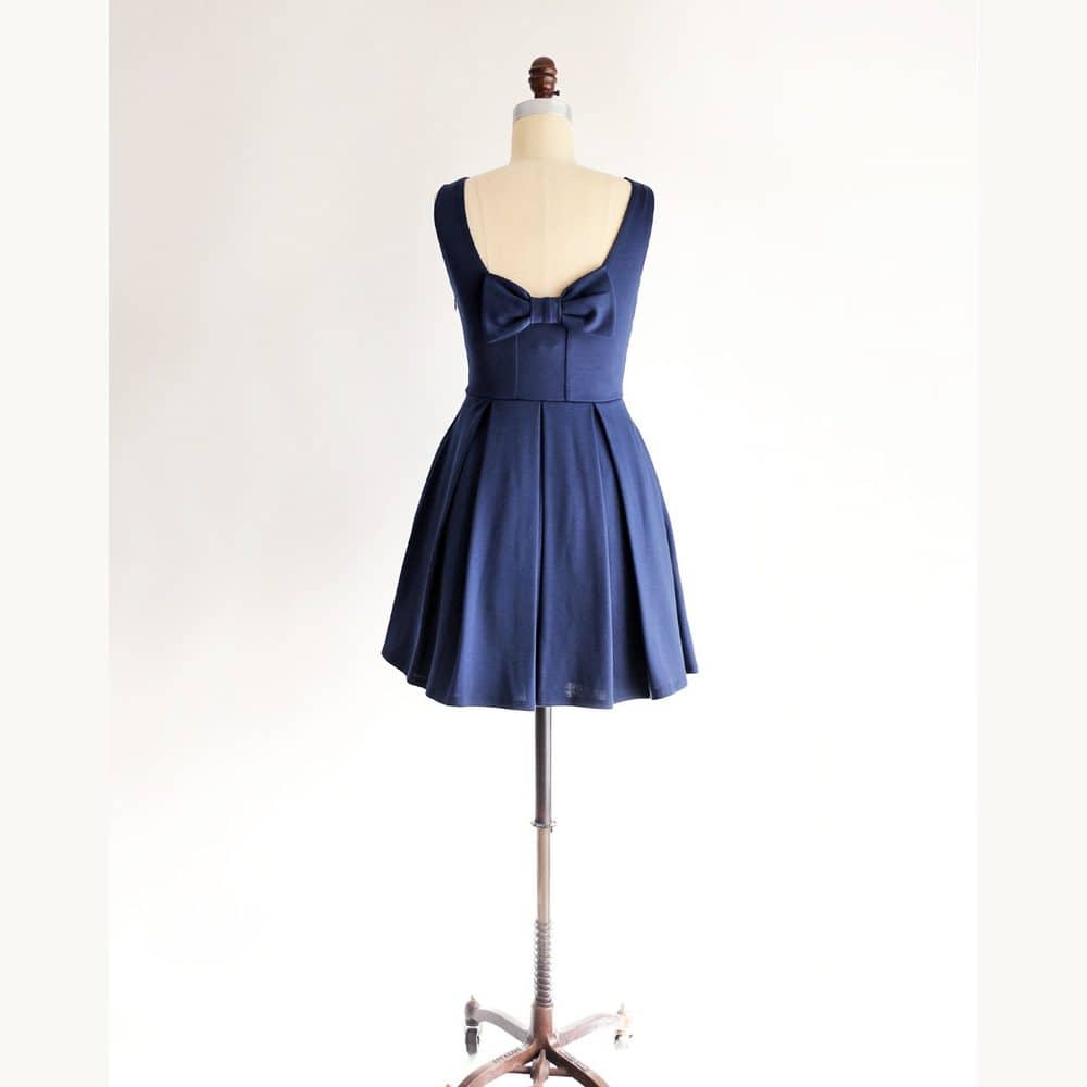 Navy Bow-Back Party Dress