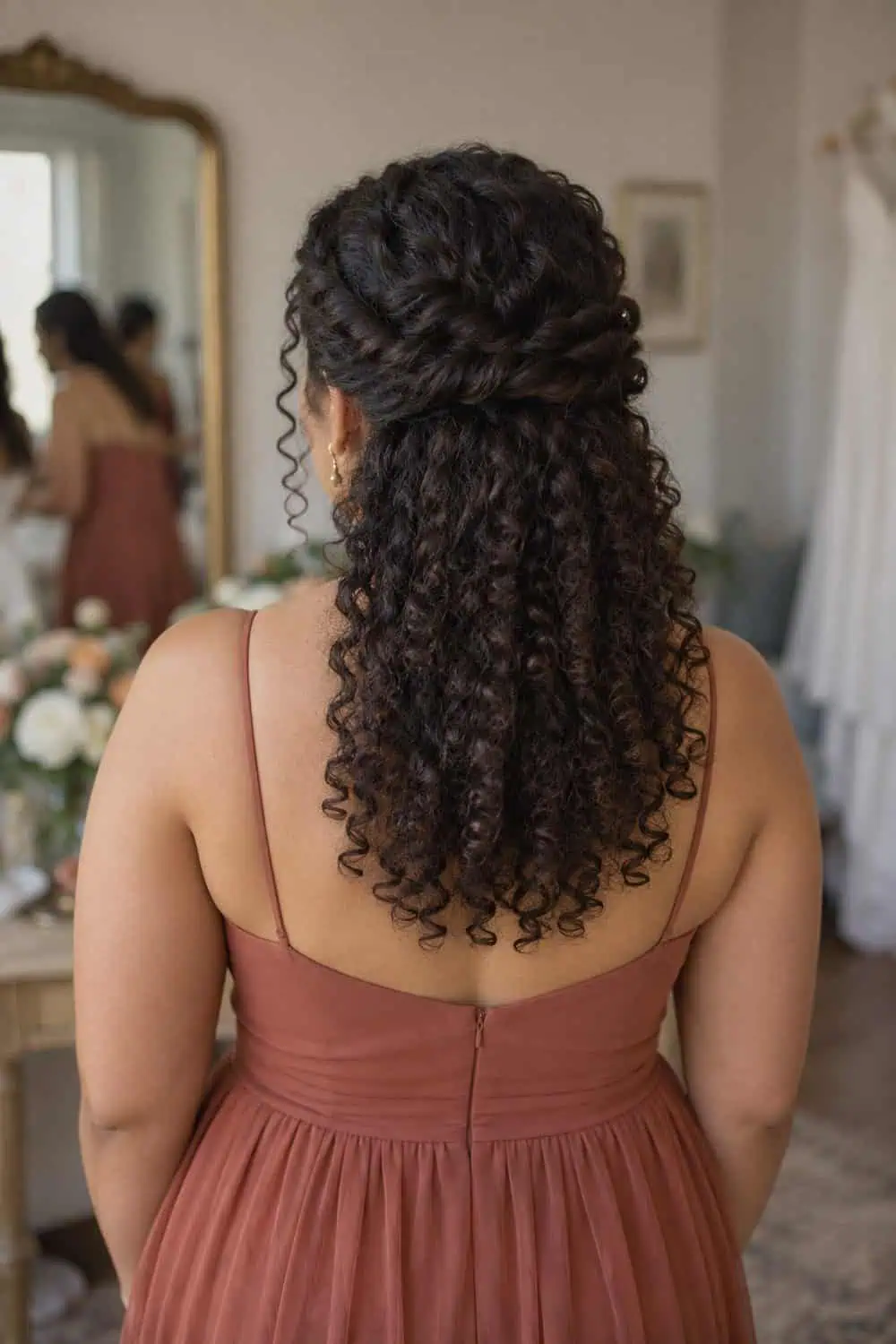 Half-Up Coily Crown Roll wedding inspiration