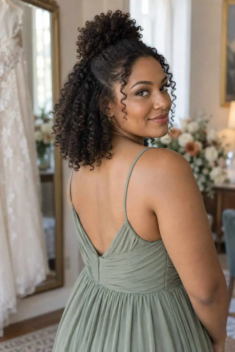 Half-Up Curly Puff wedding inspiration
