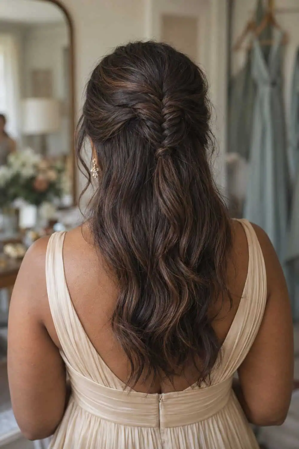 Half-Up Fishtail Detail wedding inspiration