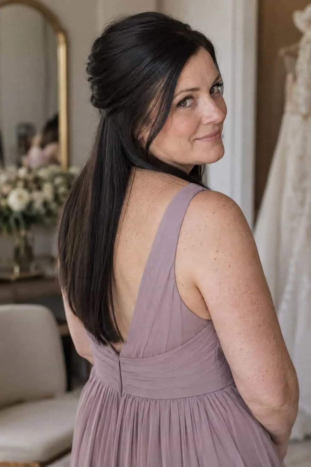 Half-Up Sleek Straight Hair wedding inspiration