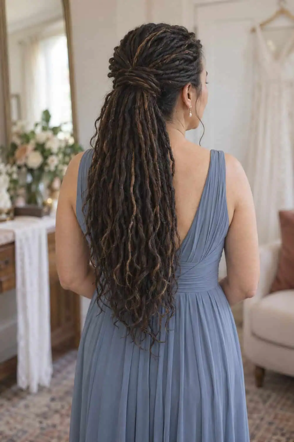 Half-Up Twisted Loc Ponytail wedding inspiration
