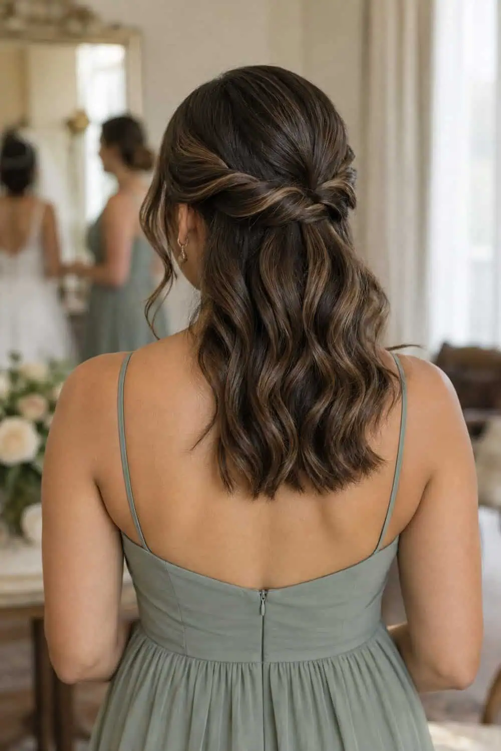 Two-Twist Half-Up Waves wedding inspiration