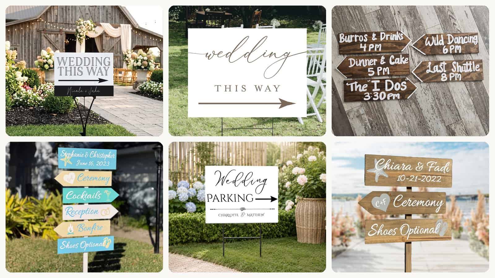 A selection of the wedding directions signs in this roundup