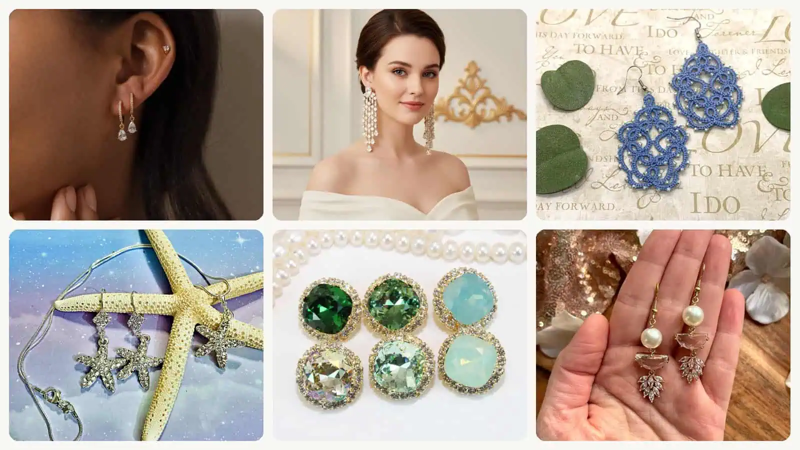 A selection of the wedding earrings in this roundup
