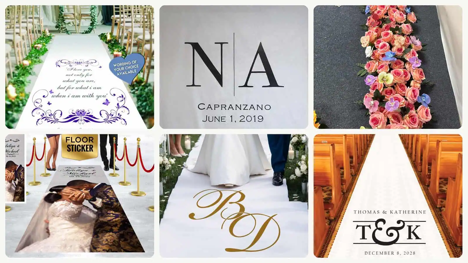 A selection of the wedding aisle runners in this roundup