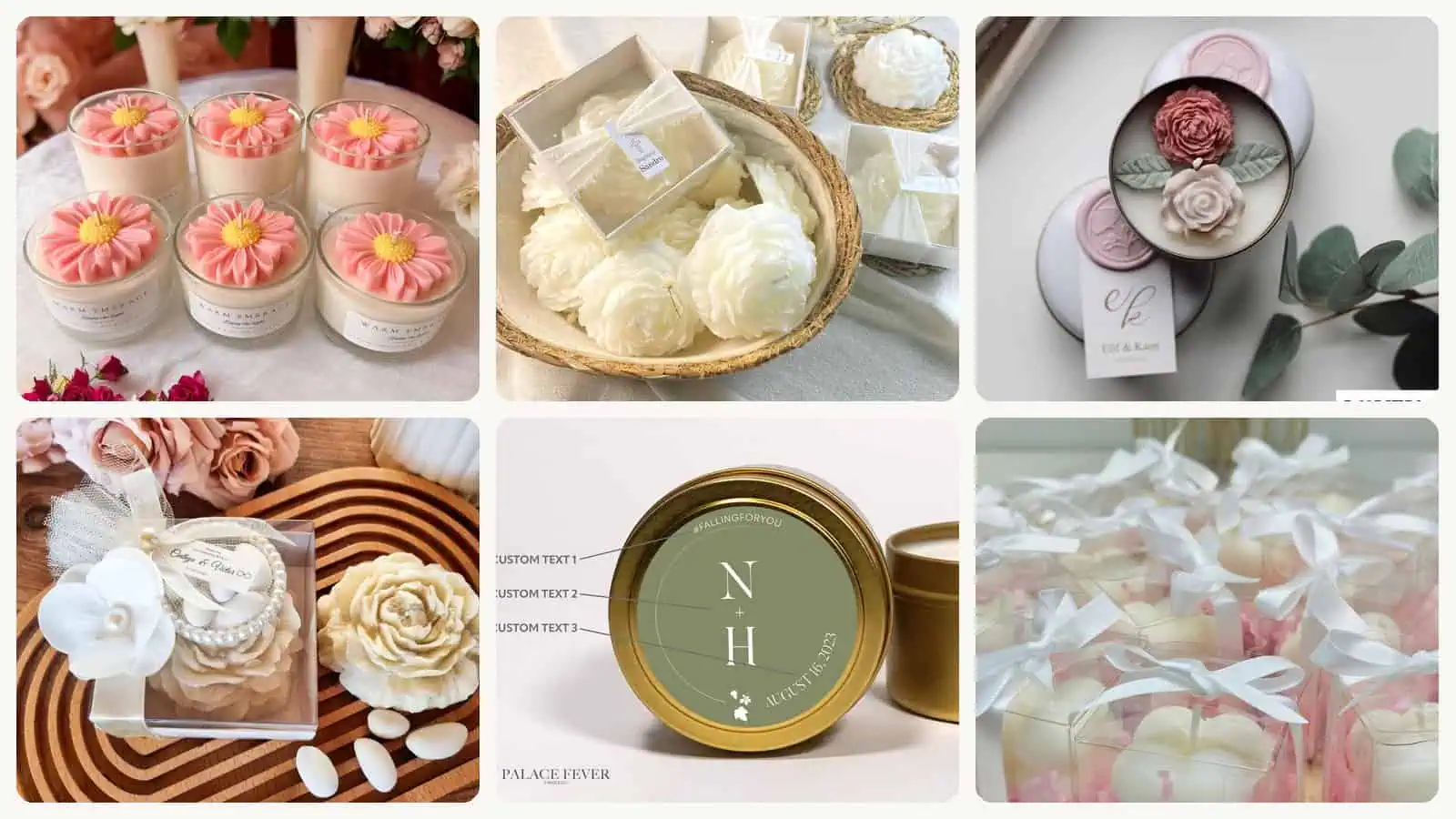 A selection of the candle wedding favors in this roundup