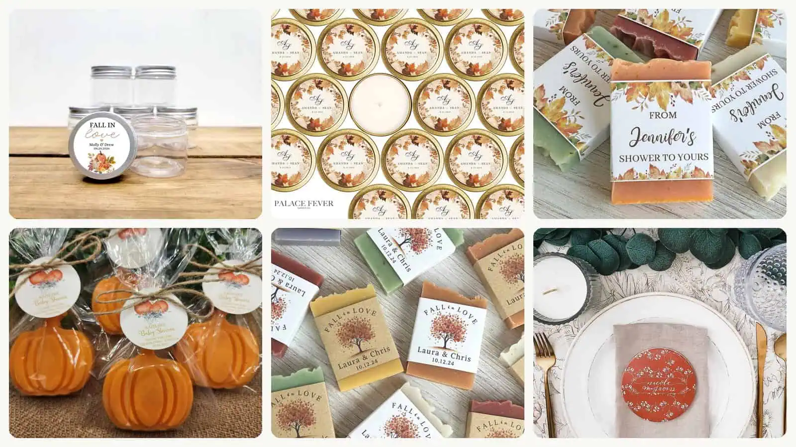 A selection of the fall wedding favors in this roundup