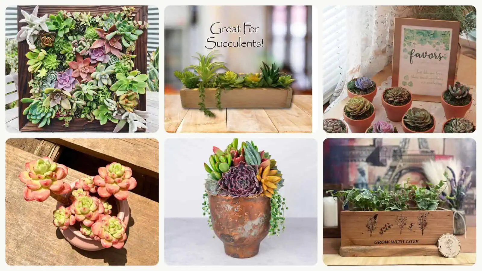 A selection of the succulent wedding centerpieces in this roundup