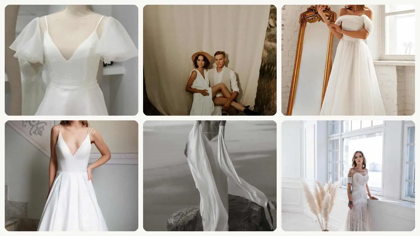 A selection of the beach wedding dresses in this roundup