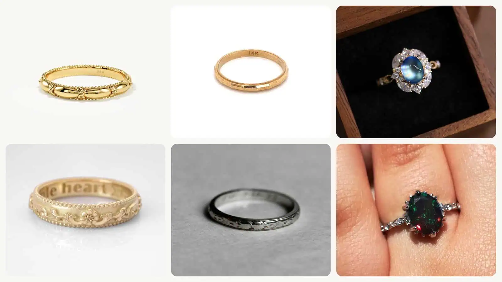 A selection of the vintage wedding rings in this roundup