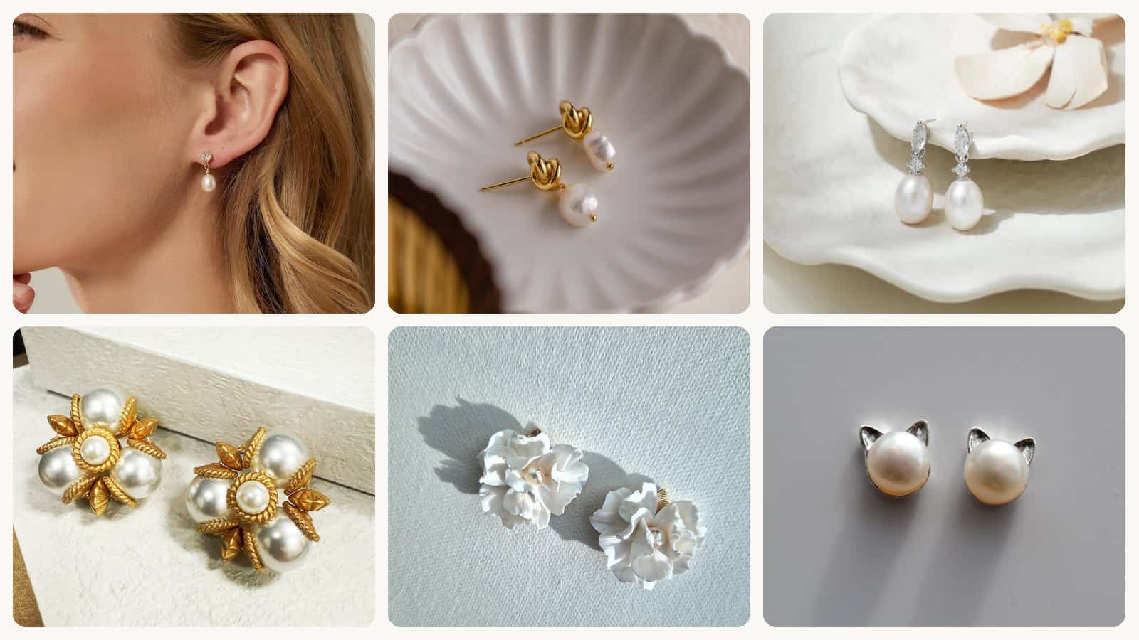 A selection of the wedding earring studs in this roundup