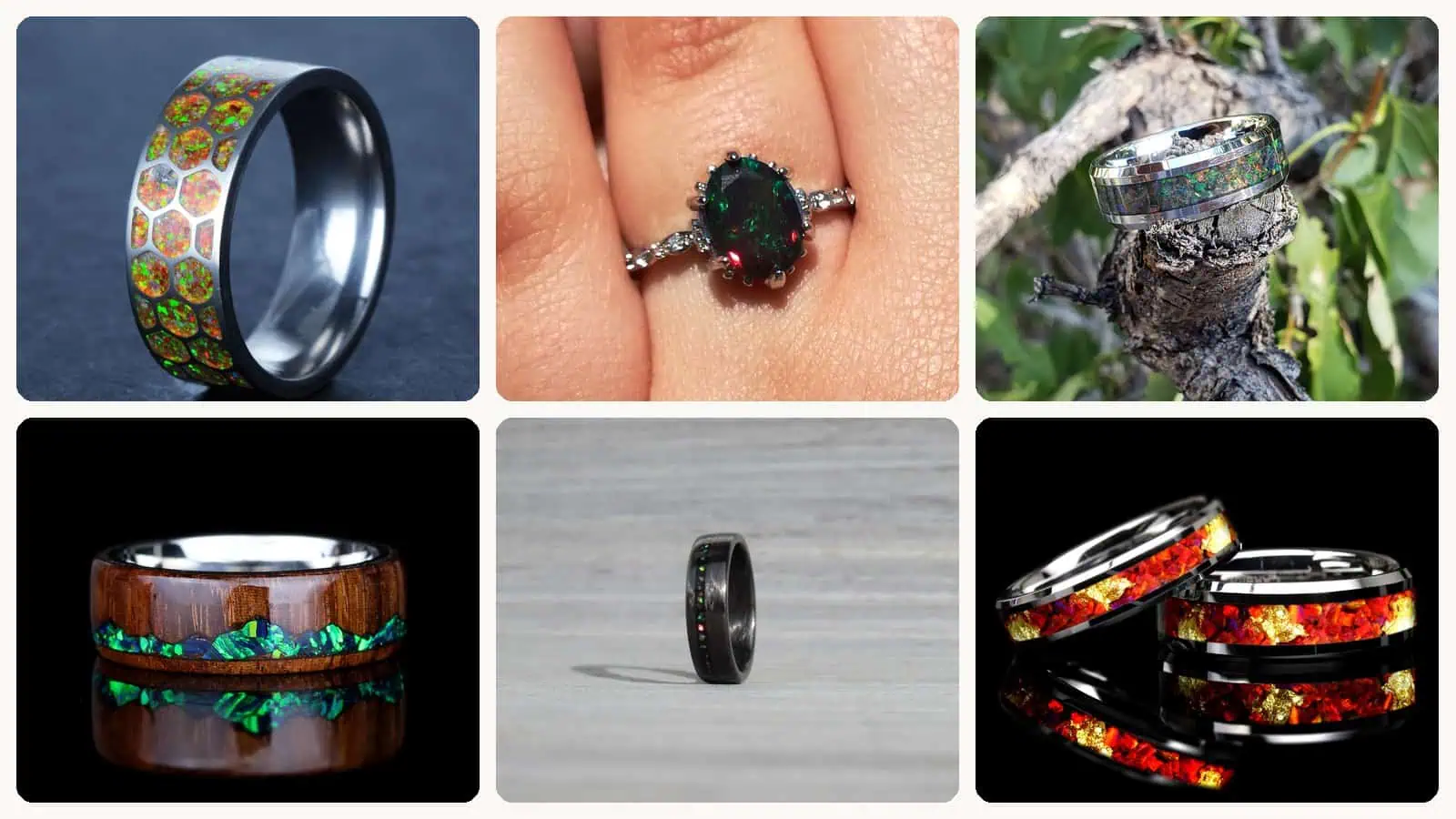 A selection of the opal wedding rings in this roundup