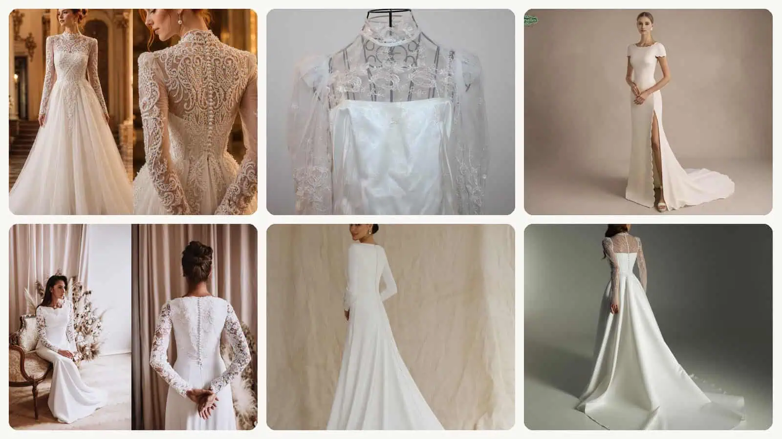 A selection of the high-neck wedding dress in this roundup