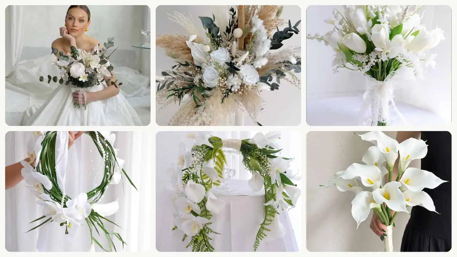 A selection of the minimalist wedding bouquets picks in this roundup