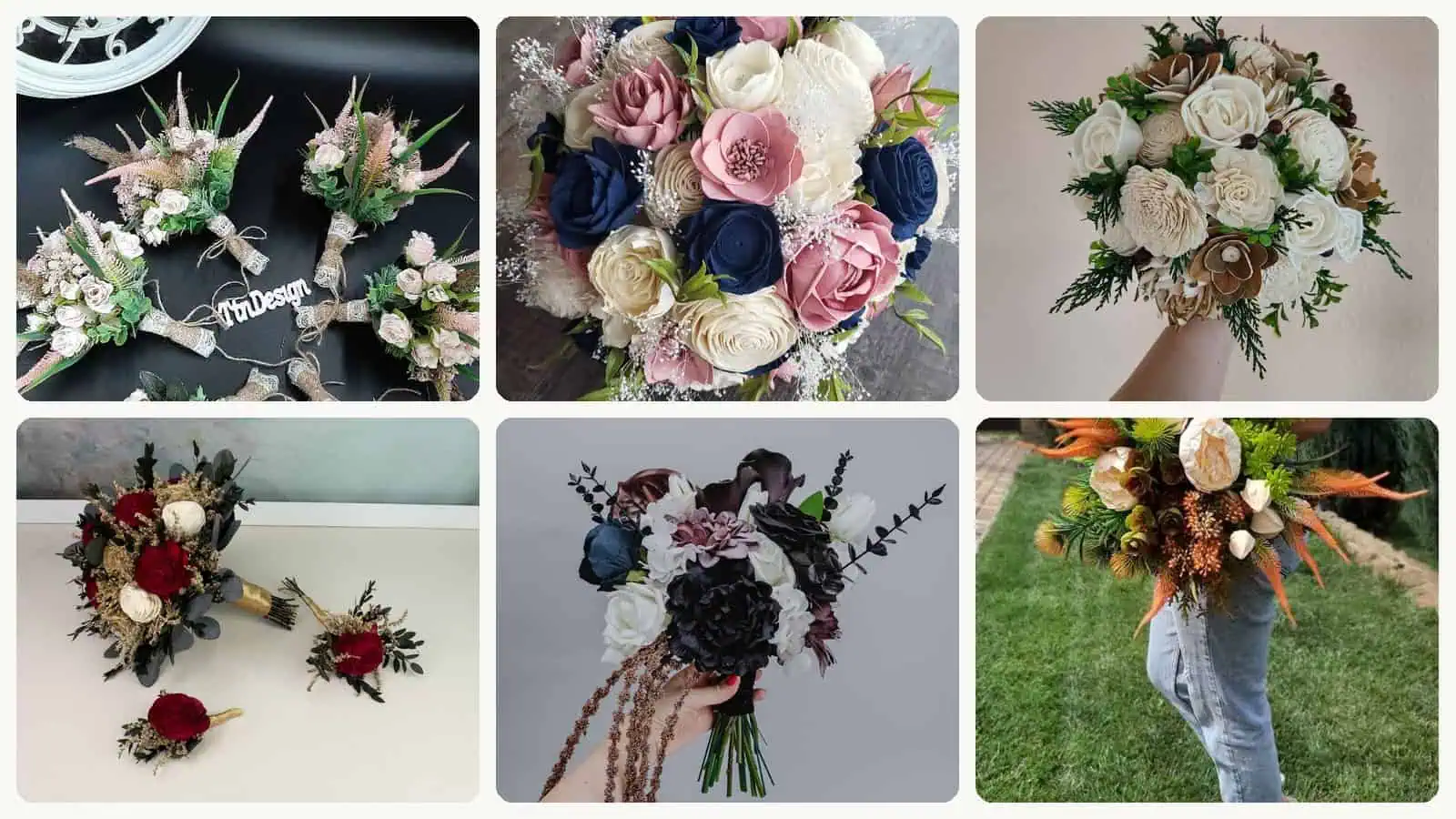 A selection of the dark wedding bouquets picks in this roundup