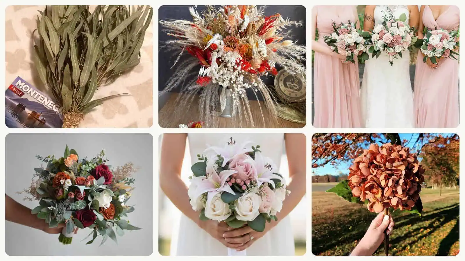 A selection of the greenery wedding bouquets in this roundup