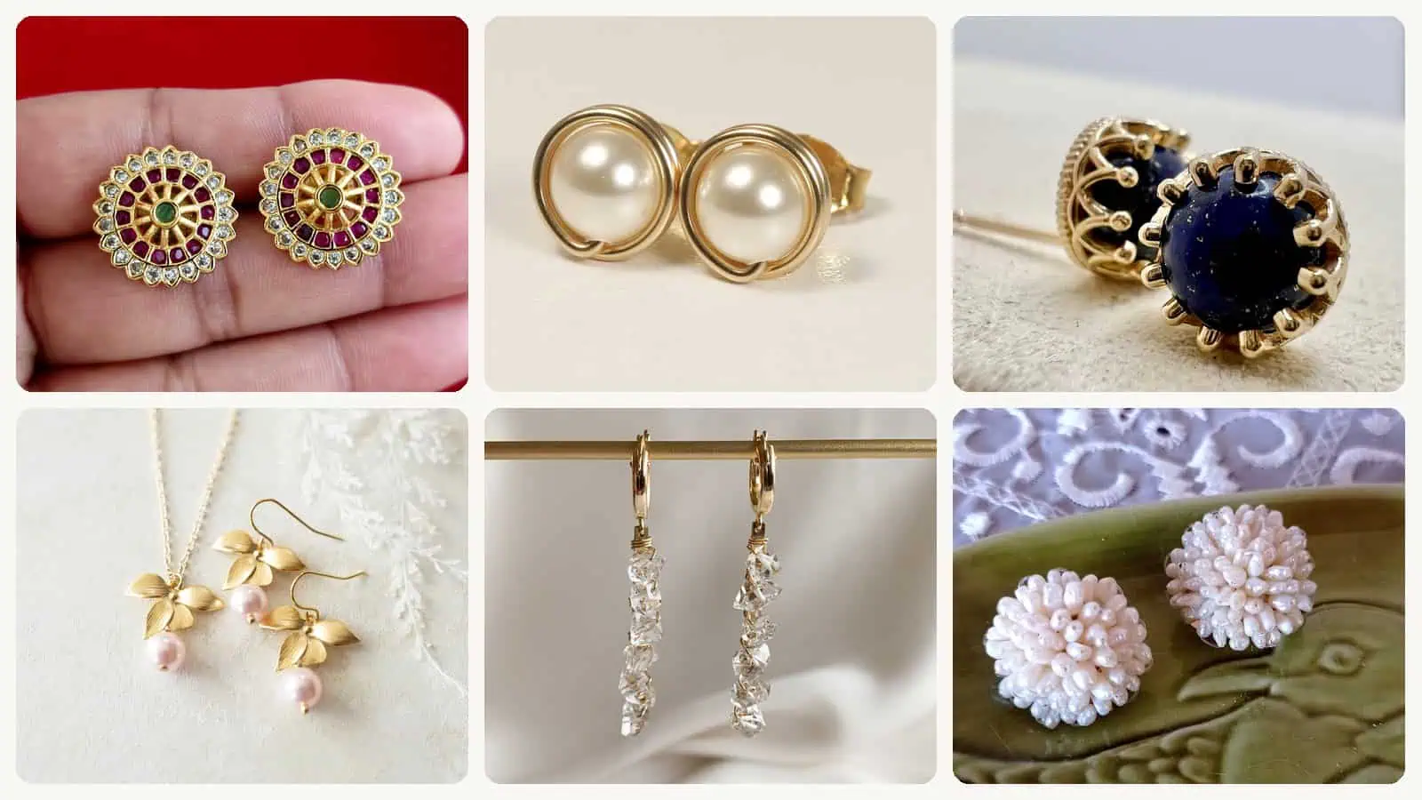 A selection of the classic wedding earrings in this roundup