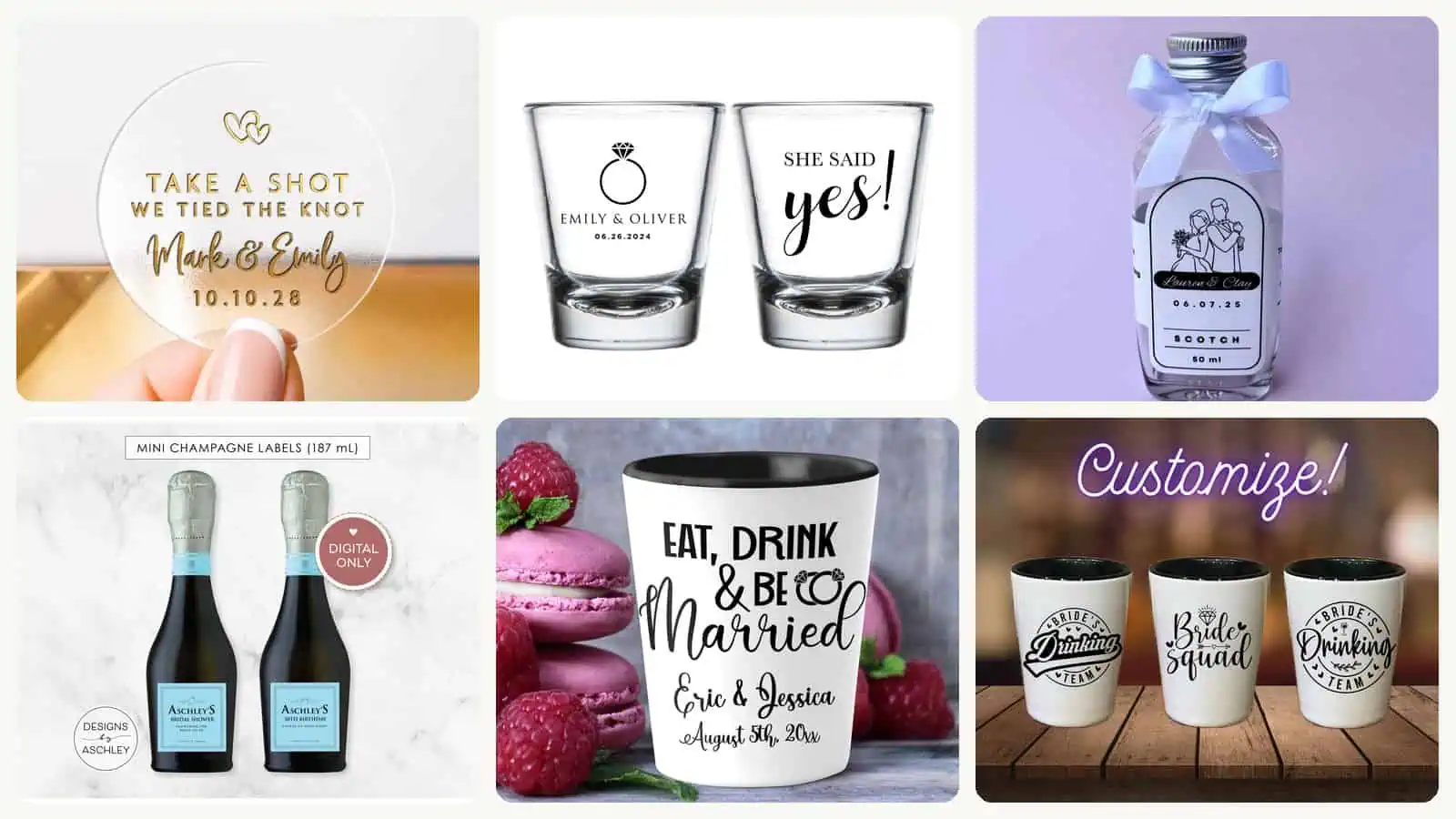 A selection of the alcohol wedding favors in this roundup
