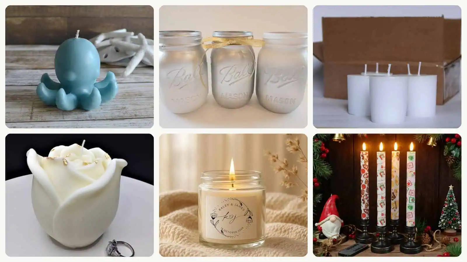A selection of the wedding table decorations with candles in this roundup