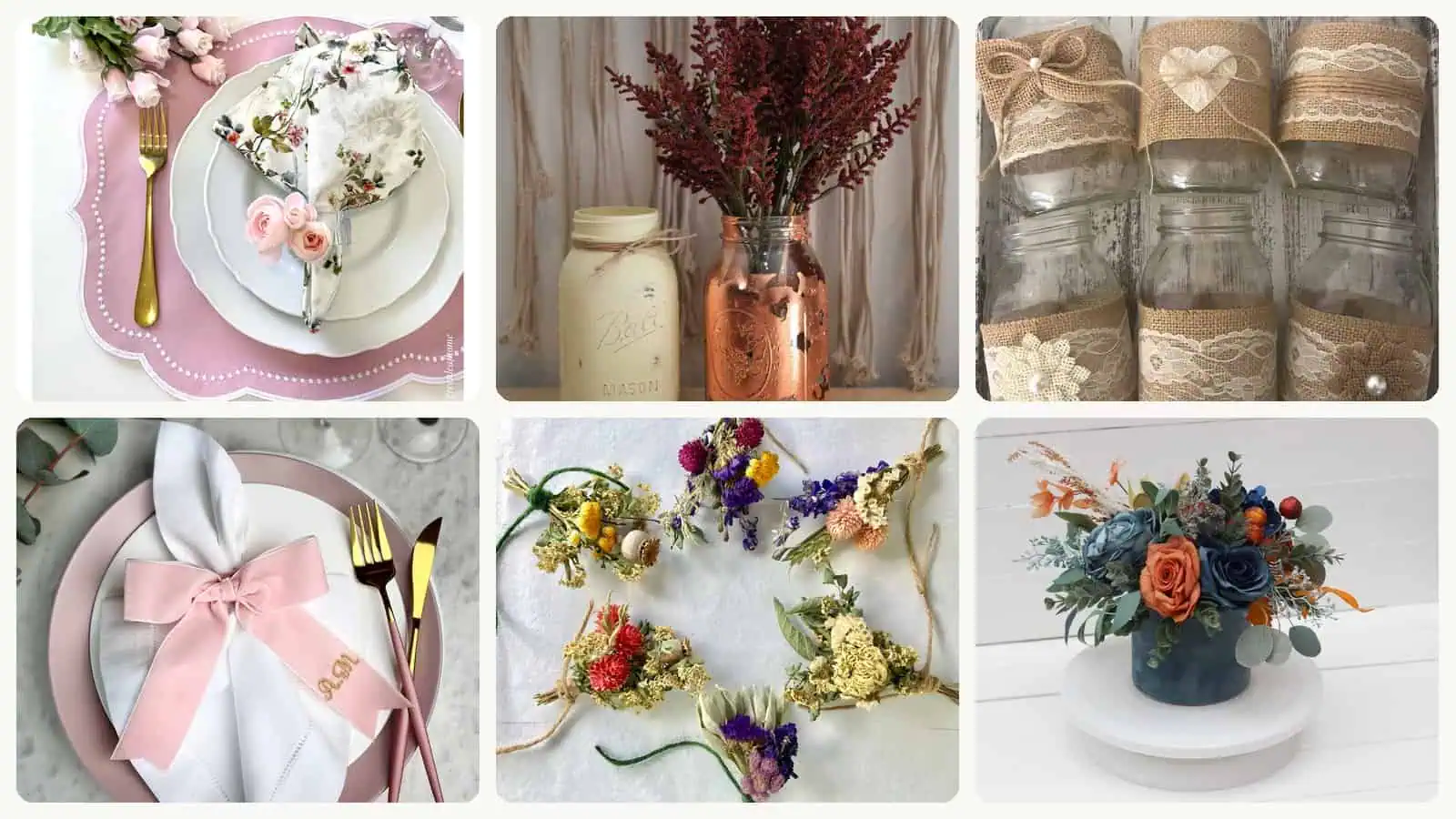 A selection of the elegant wedding table decorations in this roundup