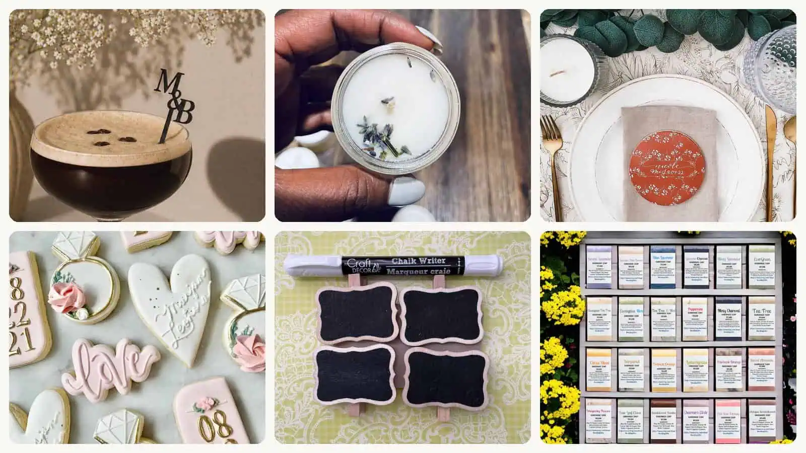 A selection of the budget-friendly wedding favors in this roundup