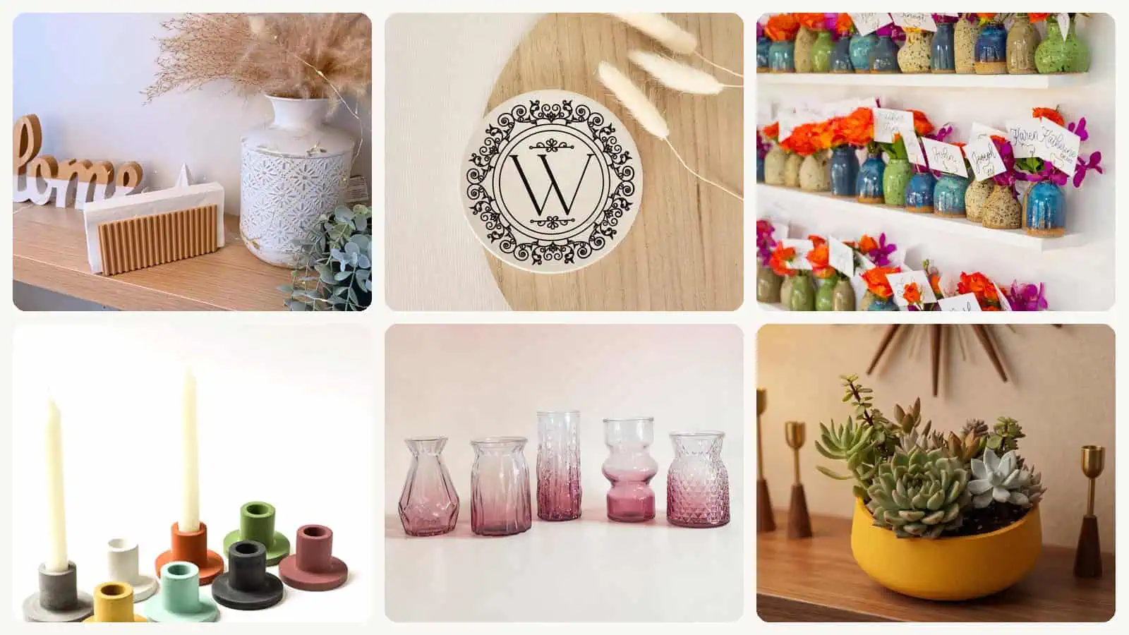A selection of the minimalist wedding table decorations in this roundup