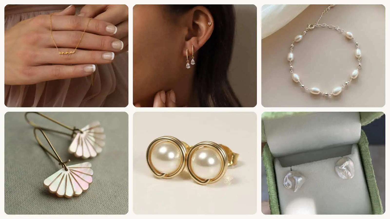 A selection of the minimalist wedding jewelry in this roundup