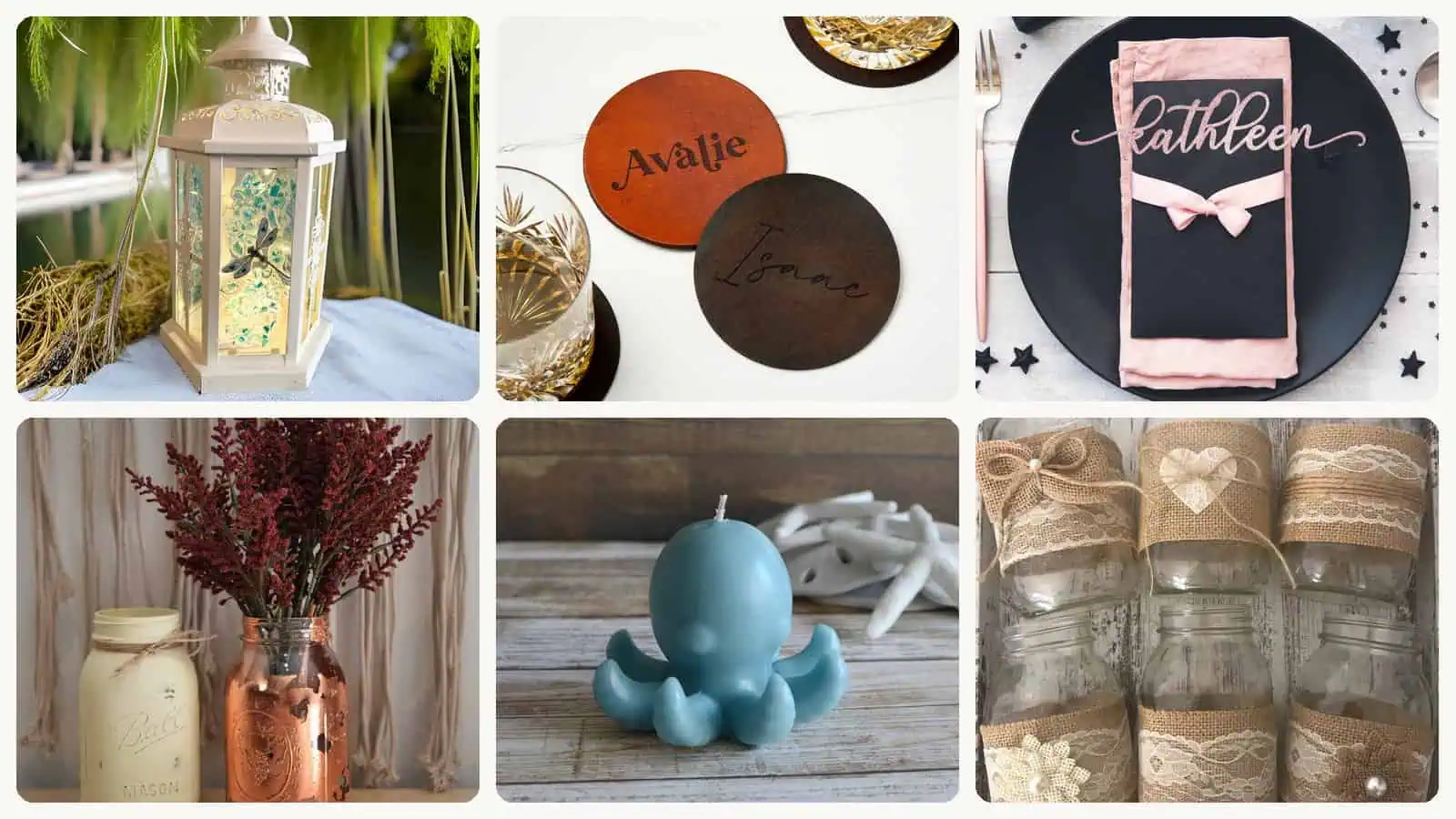 A selection of the no-flower wedding table decorations in this roundup