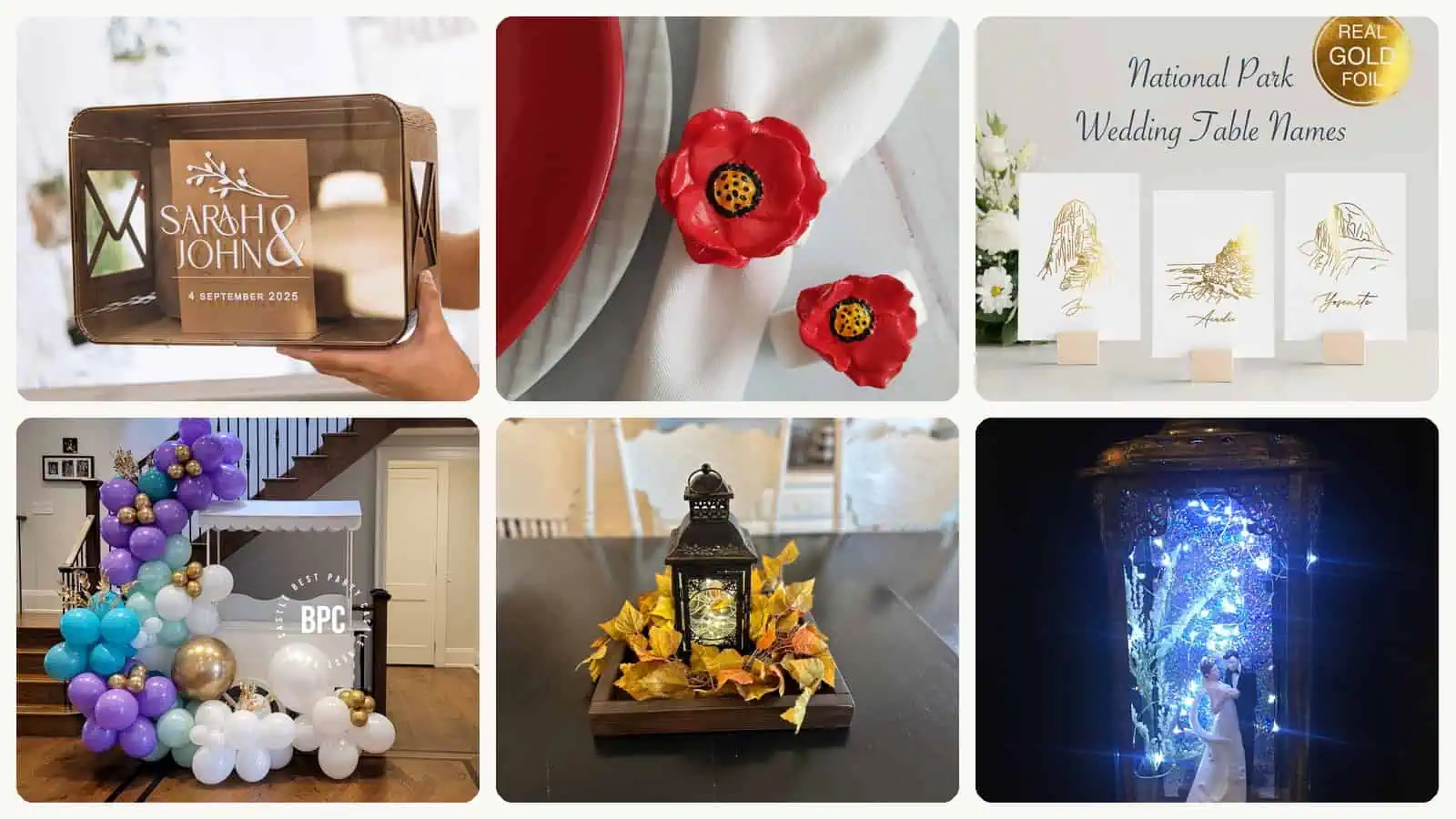 A selection of the outdoor wedding table decorations in this roundup