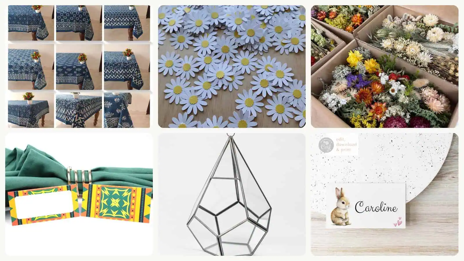 A selection of the DIY wedding table decorations in this roundup