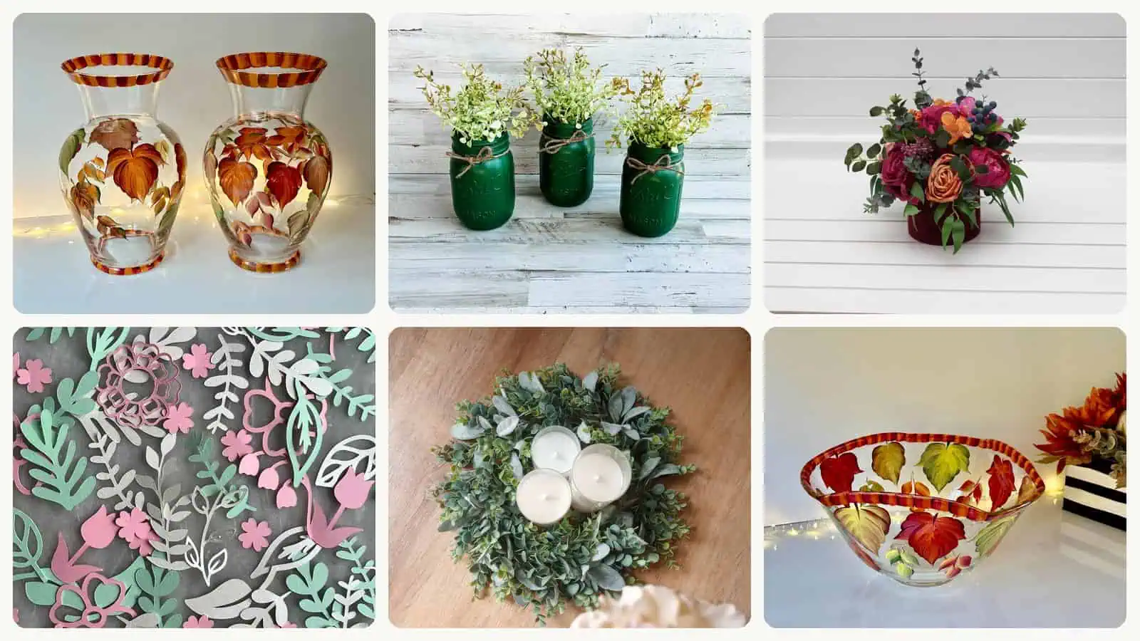 A selection of the green wedding table decorations in this roundup