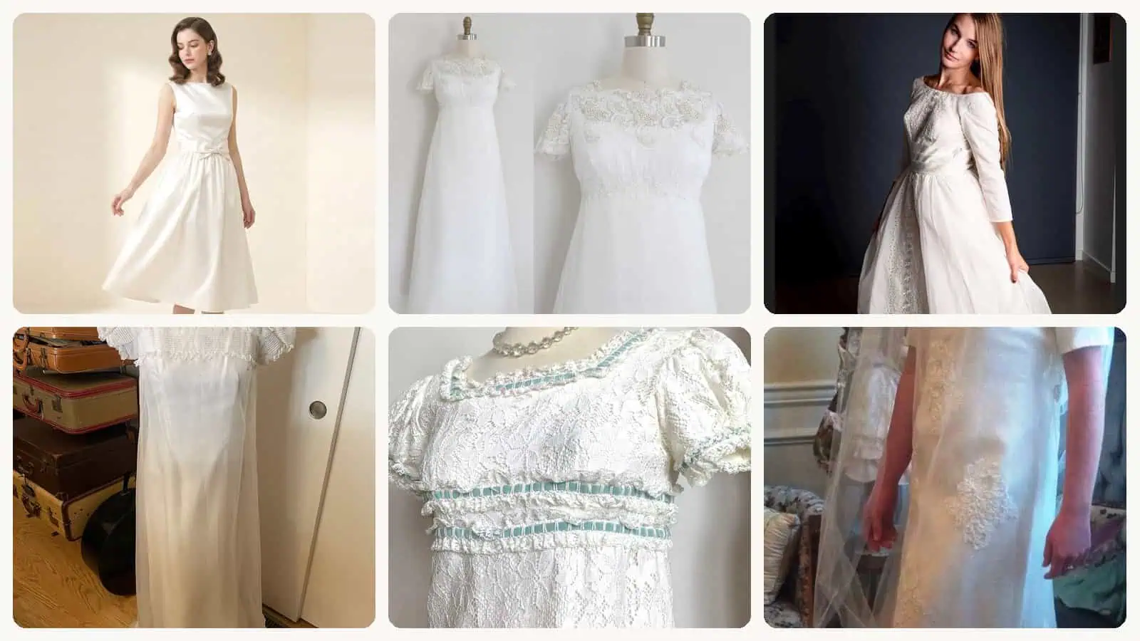 A selection of the 1960s wedding dresses picks in this roundup
